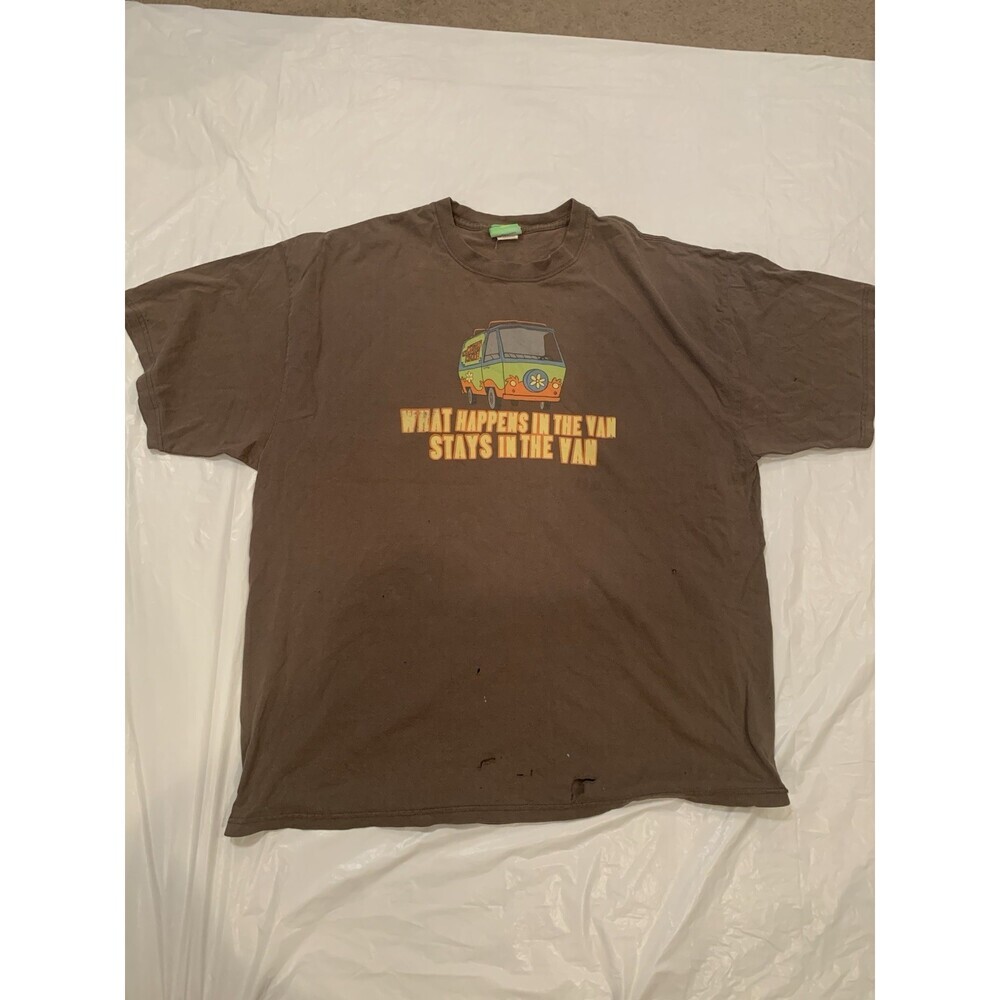 Distressed Scooby Doo Men's Brown T-shirt Size XXL, Has Holes